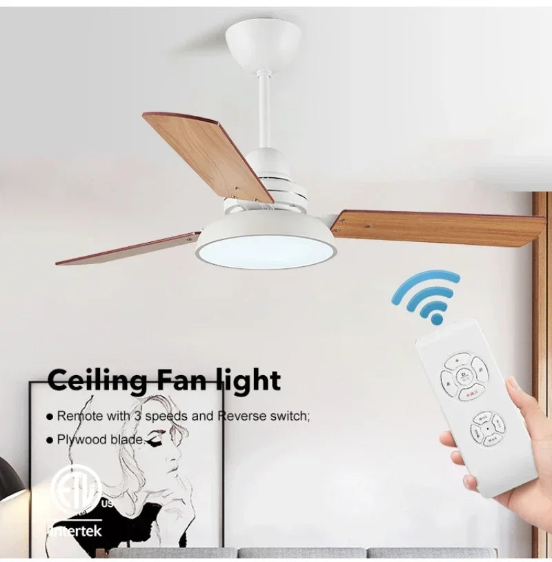 Afralia™ Pure Copper Wood Blade Ceiling Fan With Light - Remote Control - 35W DC Motor - LED