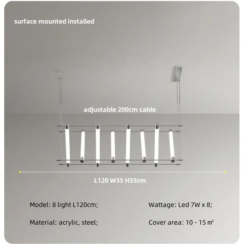 Afralia™ Modern Steel Bar LED Pendant Lights for Kitchen Island, Minimalist Acrylic Hanging Lamp Fixture