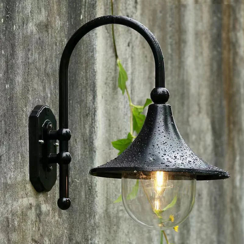 Afralia™ Black Outdoor Wall Lamp for Country Garden Villa Aisle Balcony Lighting