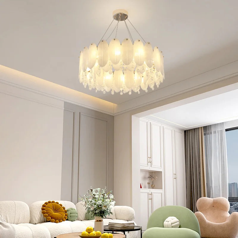 Afralia™ Cream Wind LED Chandelier for Master Bedroom, Living Room & Children's Room