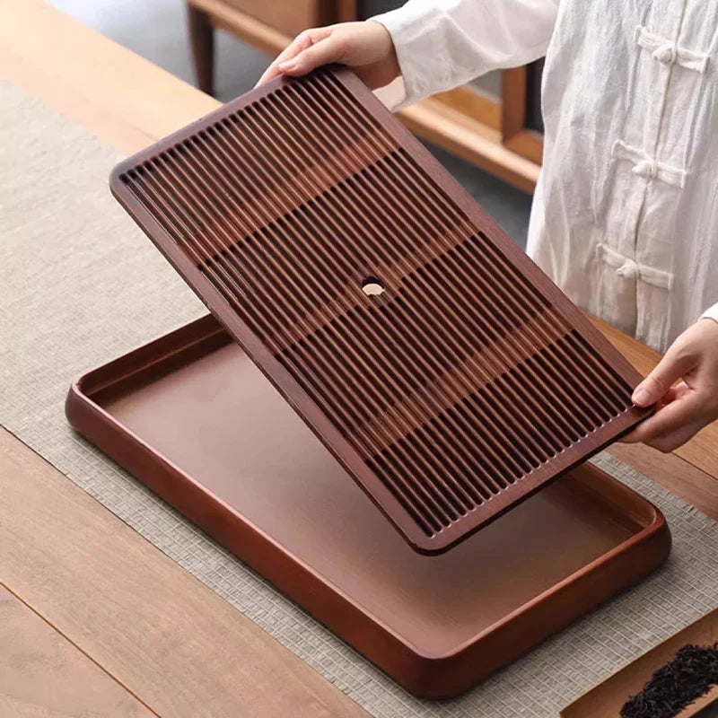 Afralia™ Bamboo Tea Tray Dual Purpose Kung Fu Tea Set Water Storage Tea Board