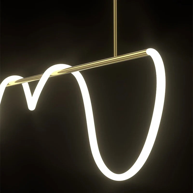 Afralia™ Modern Long Hose LED Chandelier, Black/Gold Pendant Light for Kitchen & Dining Room