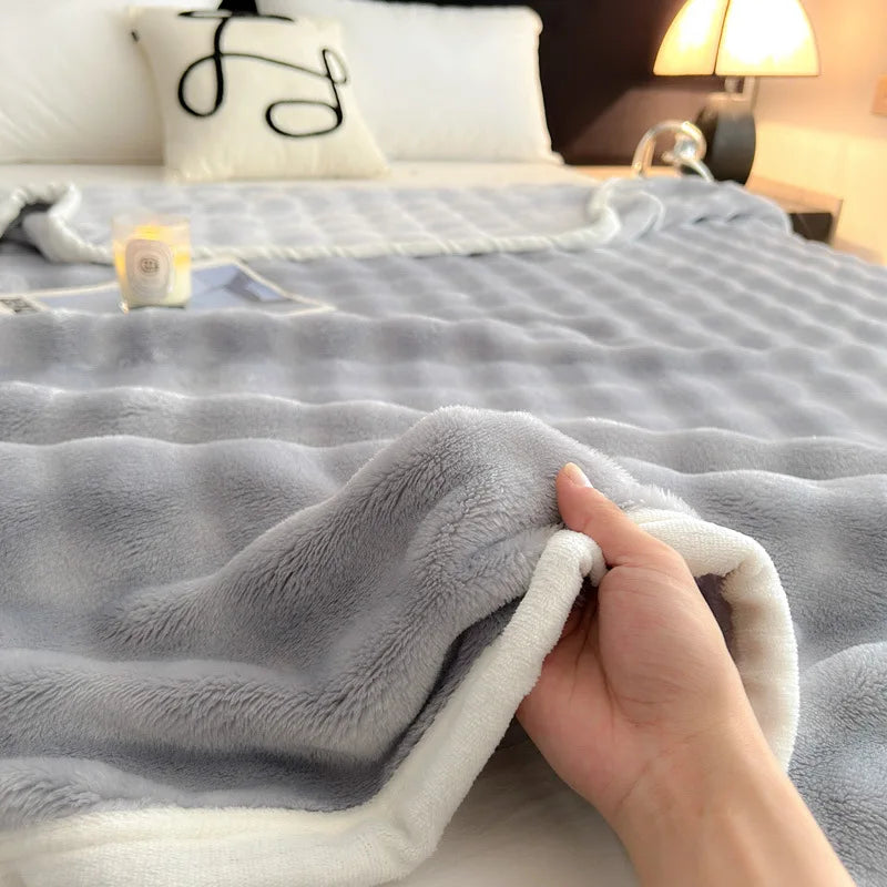 Afralia™ Plush Flannel Sofa Blanket Double Sided Velvet Nap Shawl