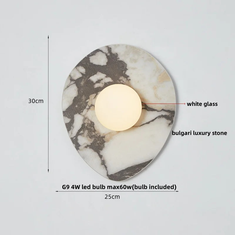 Afralia™ White Glass Stone LED Wall Lights Modern Home Decor Bedside Lamp