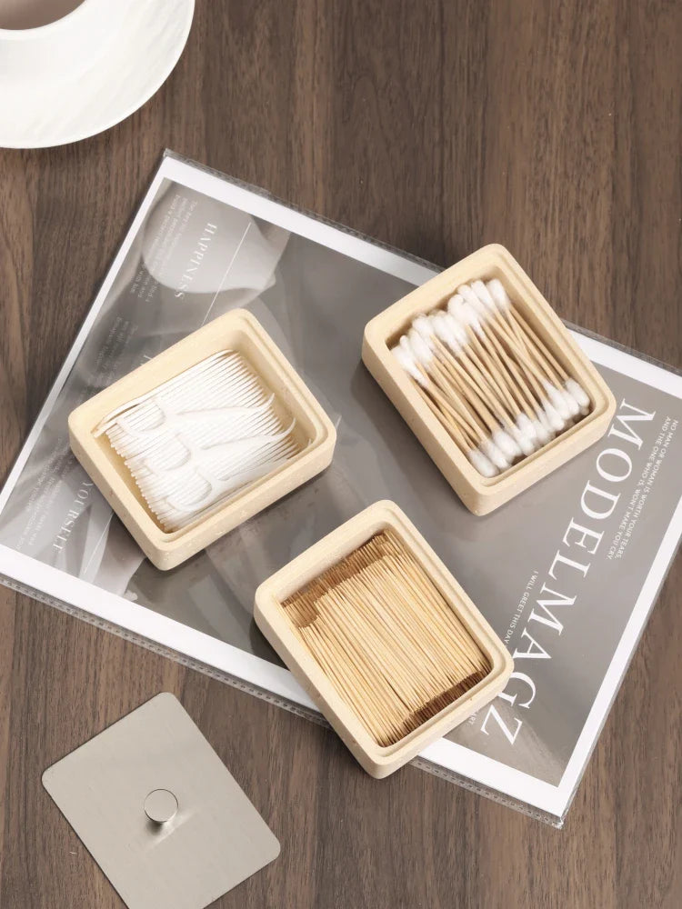 Afralia™ Double Decker Jewelry Organizer with Natural Stone, 2 in 1 Floss Box & Bathroom Ornament