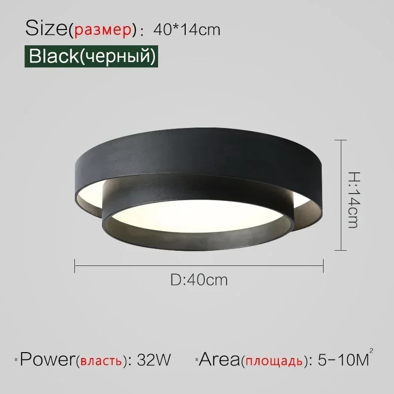 Afralia™ LED Ceiling Light Modern Minimalist Indoor LightingFixture White Black Grey