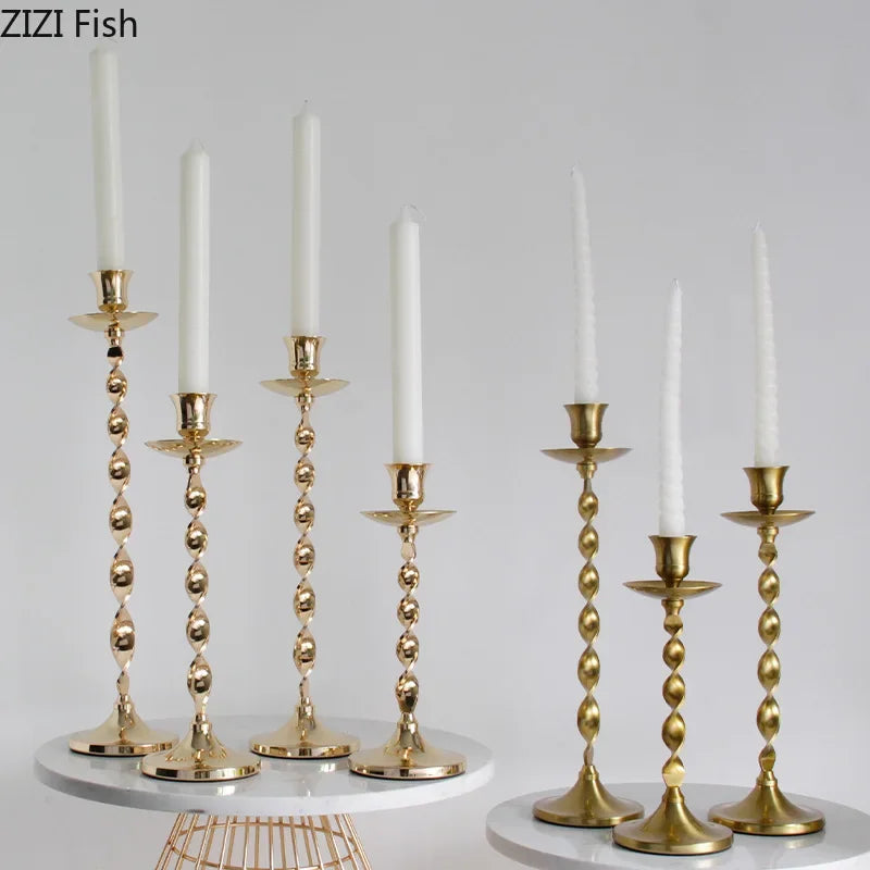 Afralia™ Golden Candlestick Holder Desk Ornament Home Aroma Container