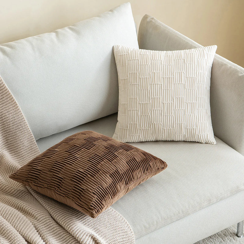 Afralia™ Spring Velvet Pleated Cushion Cover 45*45: Modern Simple Line Pillowcase Home Decor.