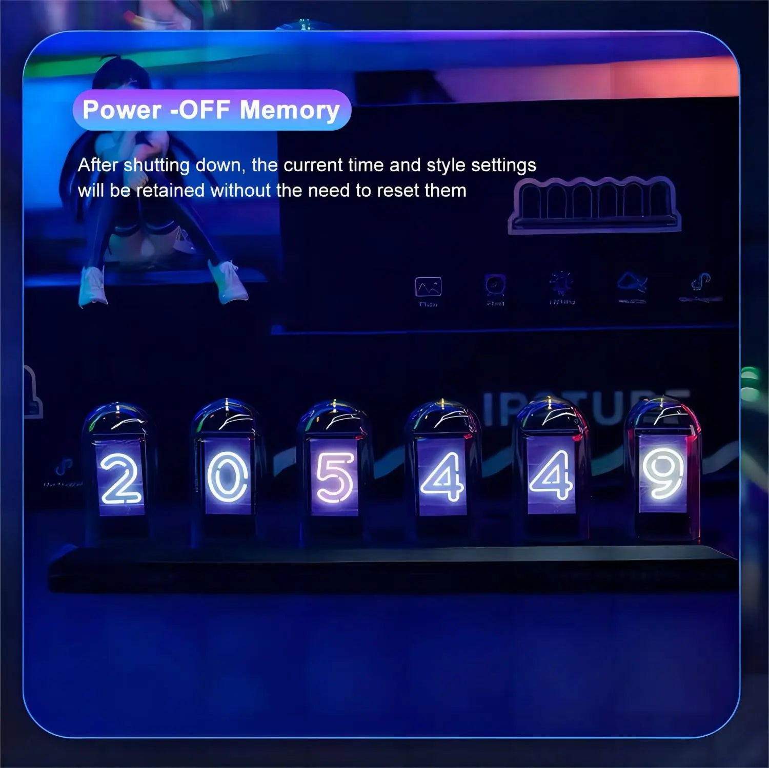 Afralia™ RGB LED Tube Clock Nightlight for Home Decor and Desktop, Silent Digital Watch