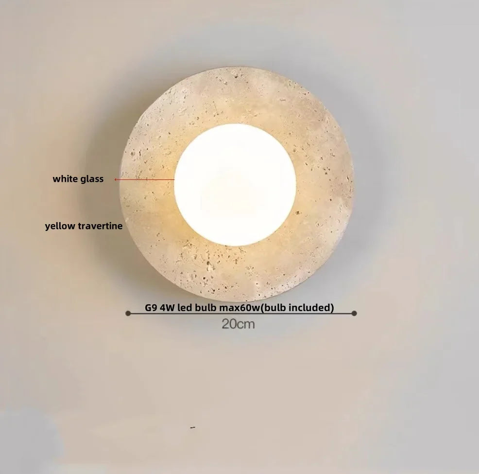 Afralia™ Yellow Travertine LED Wall Lights for Nordic Modern Home Decor