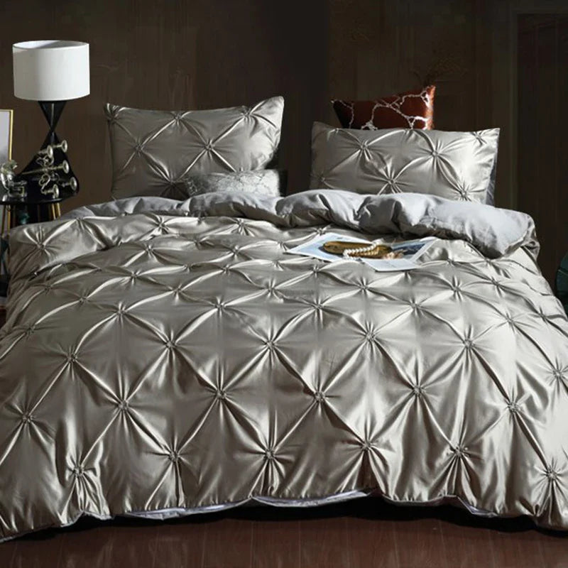 Afralia™ Chiffon Flower Design Duvet Cover Set with Pillow Cases - Soft Polyester Bedding