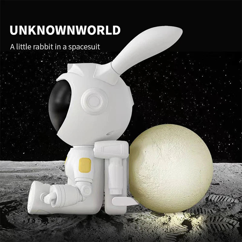 Afralia™ Galaxy Bunny Astronaut Projector: Moon and Star Night Light for Children