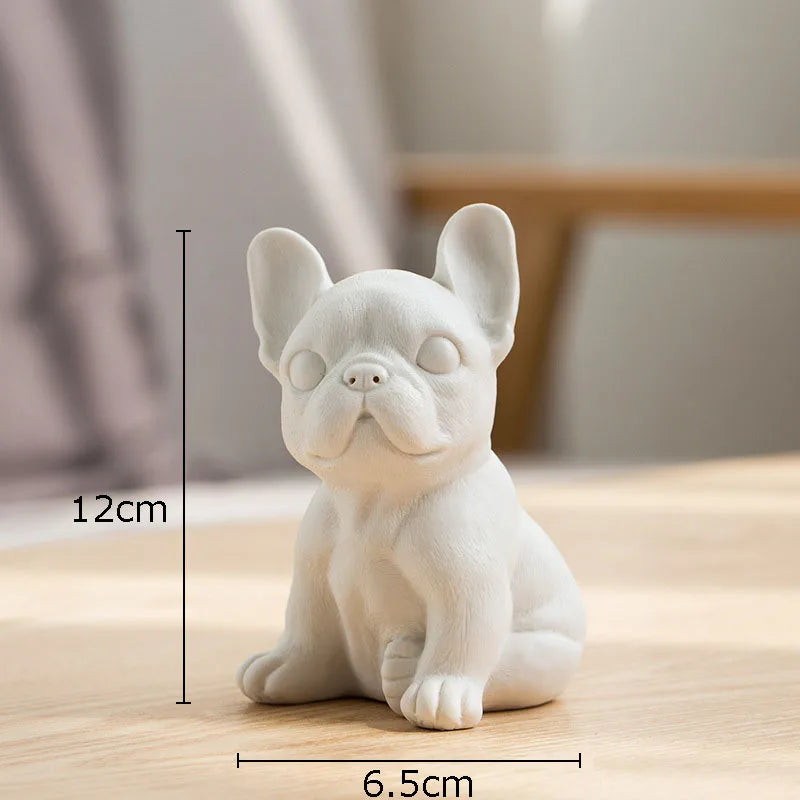 Afralia™ French Bulldog Ceramic Sculpture Miniature Figurine Desk Decoration Ornament
