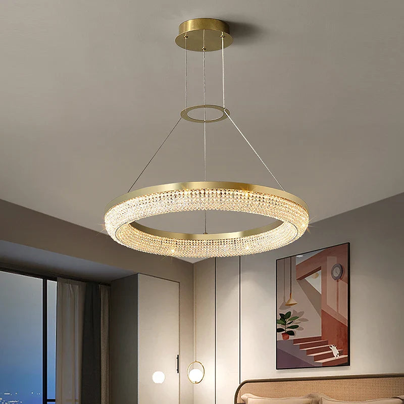 Afralia™ Nordic Crystal LED Ceiling Chandelier for Dining Room Kitchen Living Room