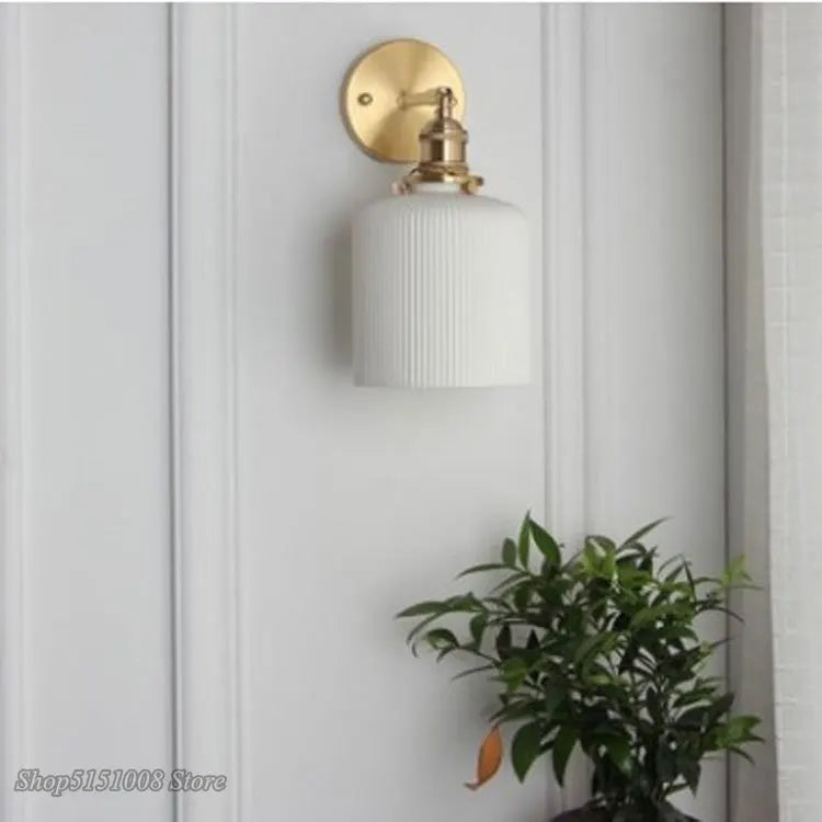 Afralia™ Nordic Ceramic LED Wall Light Modern Japanese Style Vintage Wall Lamp Sconce