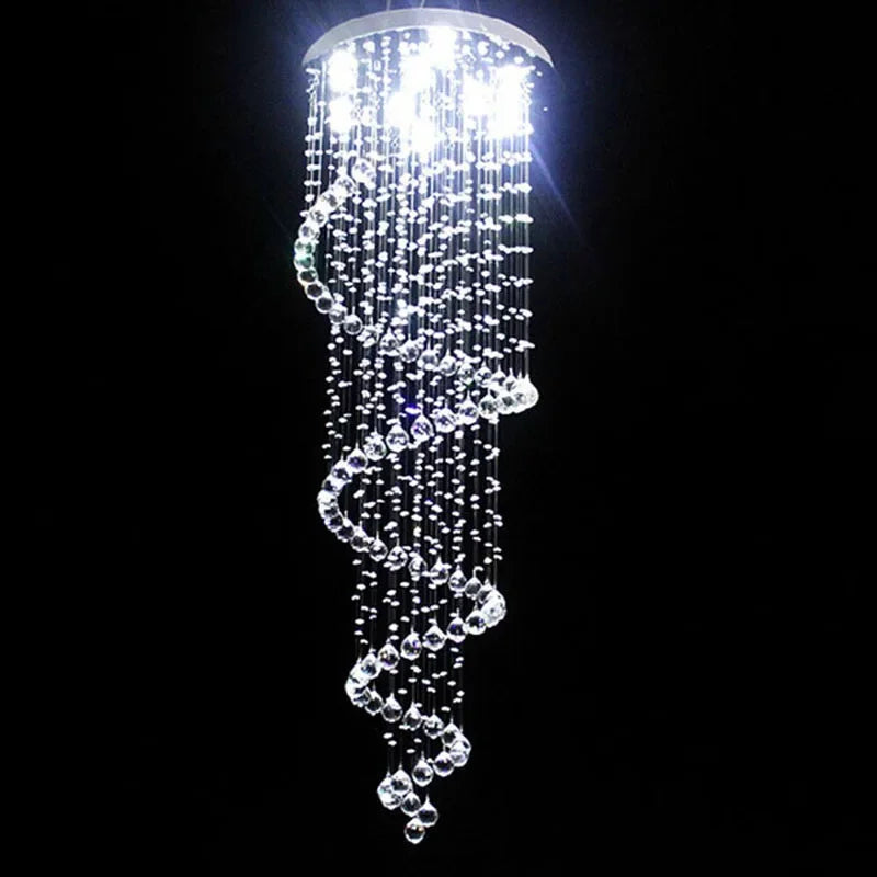 Afralia™ Luxury K9 Crystal Chandelier for Double Staircase and Living Room Lighting