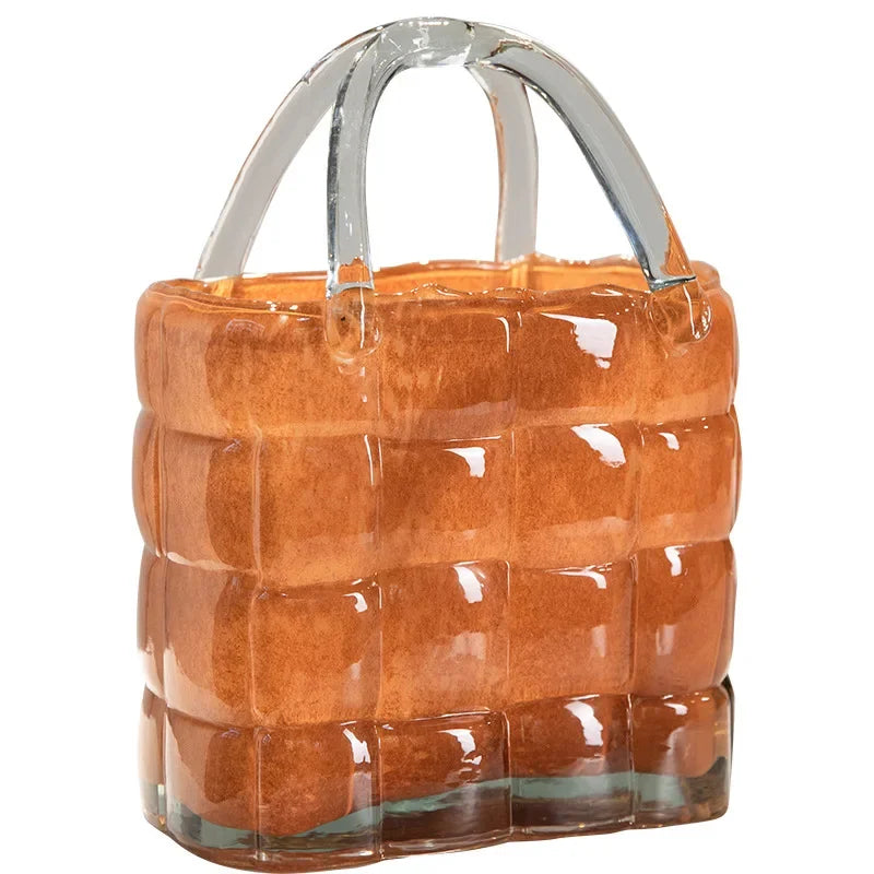 Afralia™ Handbag Shape Glass Vase for Home Decor and Hydroponics