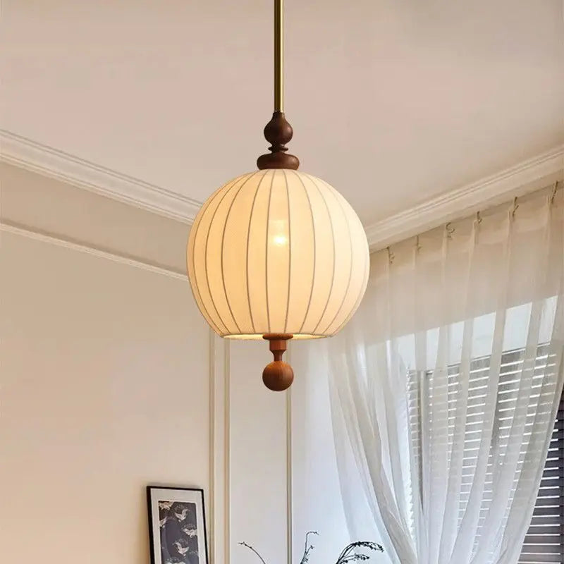 Afralia™ Zen Art Wood Fabric LED Pendant Lights for Bedroom, Restaurant, Tea Room