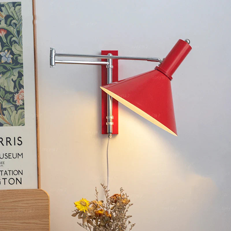 Afralia™ Vintage Red Wall Sconce Rotatable Reading Lamp for Bedroom and Foyer