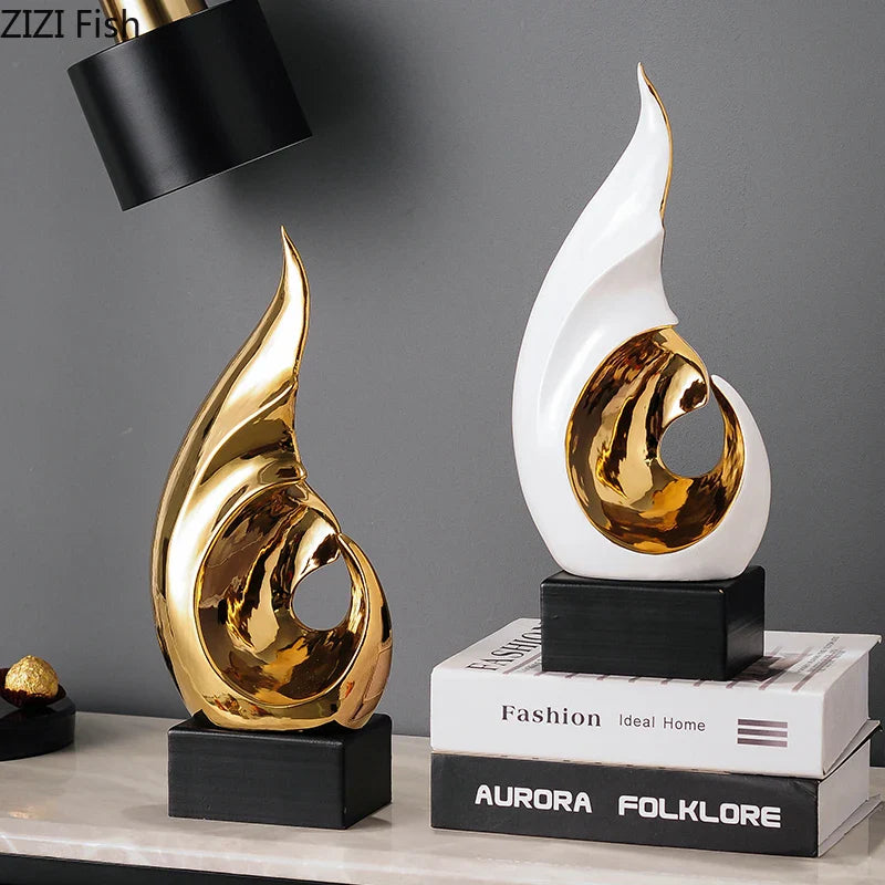 Afralia™ Modern Art Ceramic Sculpture Room Decor Ornaments Abstract TV Desk Decoration