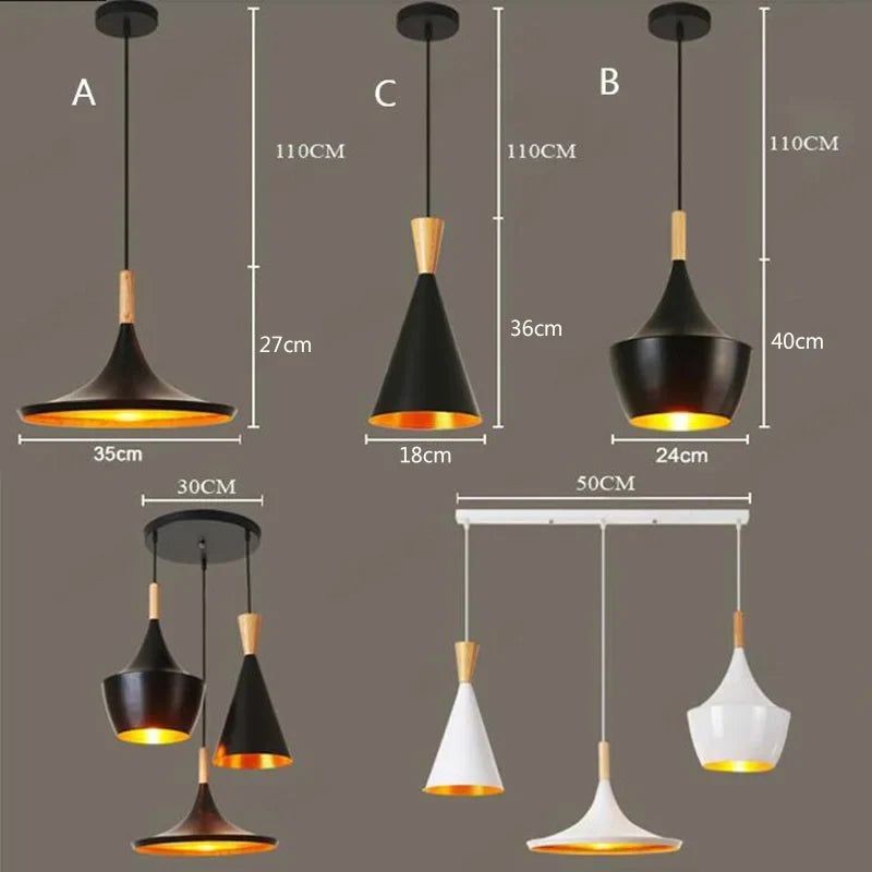 Afralia™ Nordic Wooden Aluminum Pendant Lights for Modern Home Dining, Music Theme