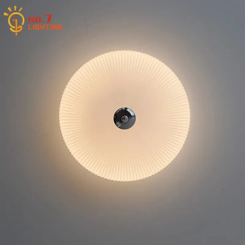 Afralia™ Cream Glass Round Ceiling Lights | Modern LED Indoor Lighting | Bedroom Study Balcony Lighting