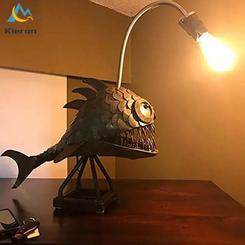 Afralia™ Lantern Fish LED Table Lamp for Bedroom, Study, and Living Room Decor