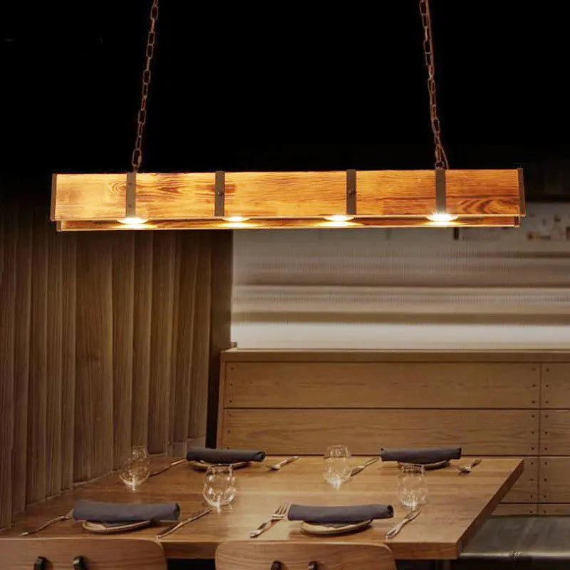Afralia™ Vintage Wooden Pendant Lamp for Dining Room and Bar Table Lighting