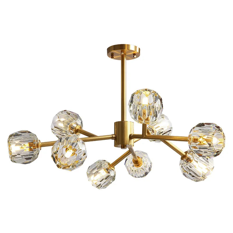 Nordic Crystal Chandelier by Afralia™ - Golden Pendant Lighting Fixture for Living Room