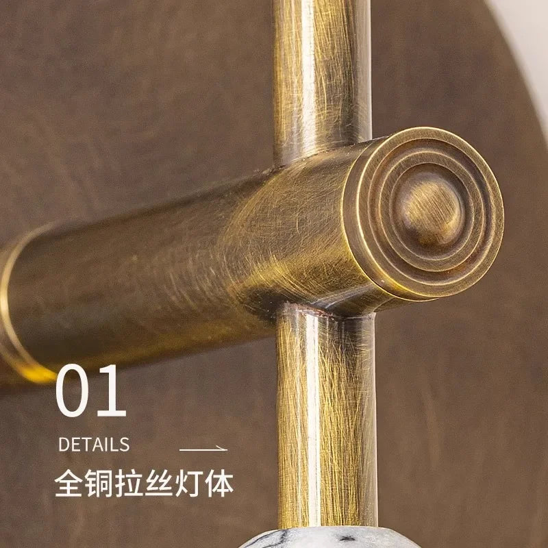 Afralia™ Elegant Marble Copper Wall Lamp for Living Room, Study, Hotel, Restaurant