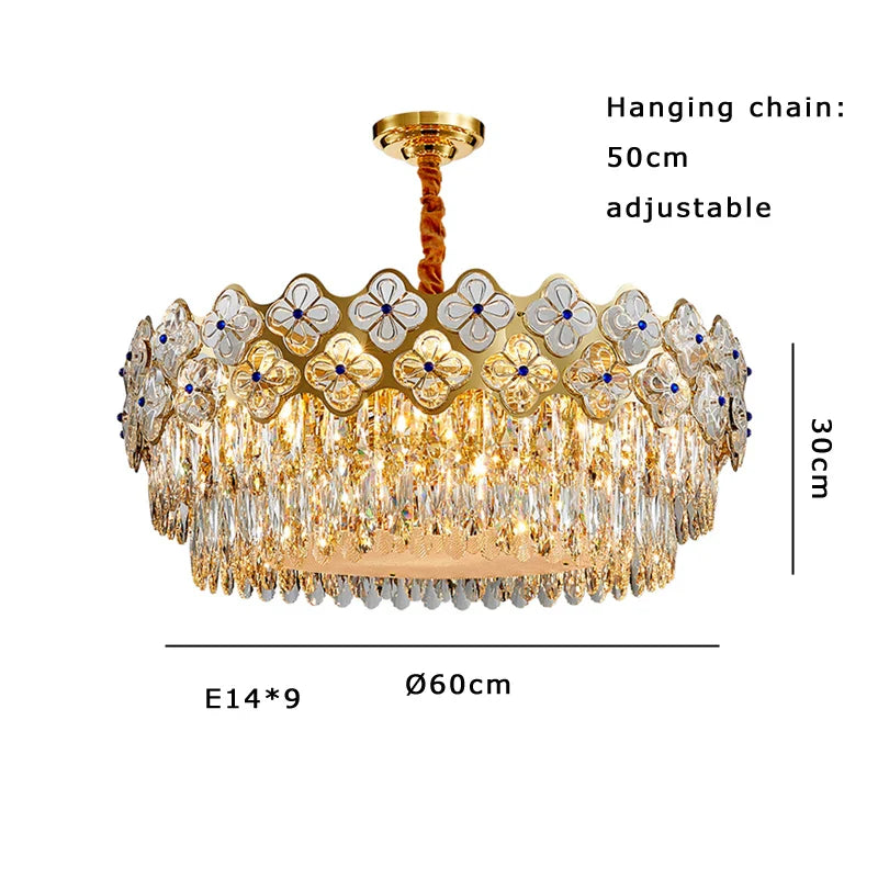 Afralia™ European Crystal Luxury Chandelier Gold Room Decor Hanglamp