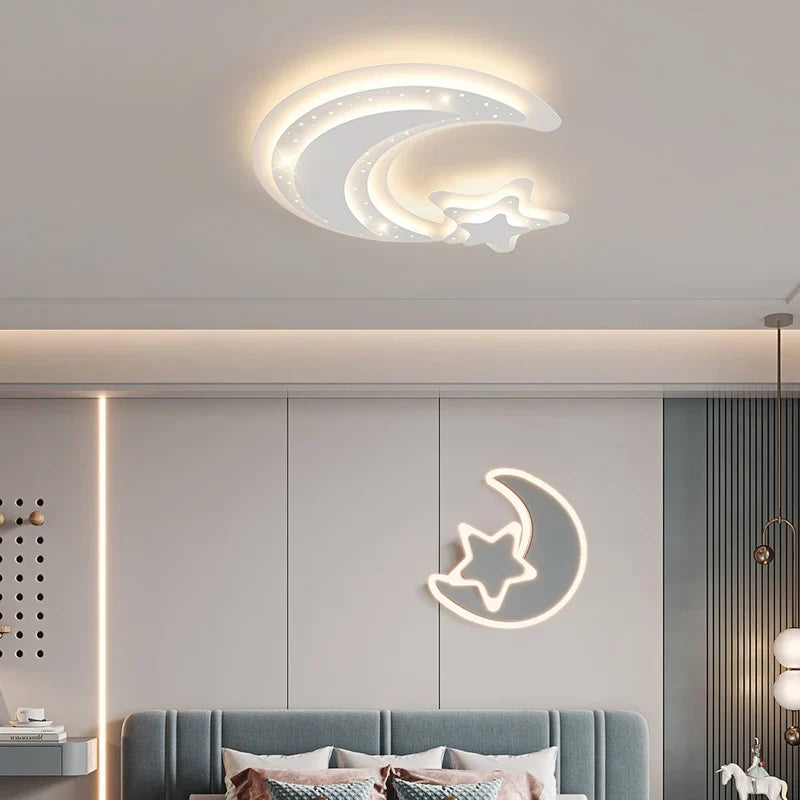 Afralia™ Star Moon LED Ceiling Lights for Living Room, Bedroom, and Kids Room