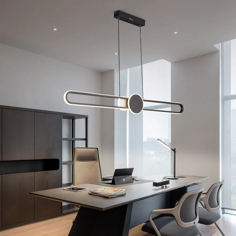 Afralia™ Modern Black Chandelier for Dining Room Kitchen Island, Long Table Pendant Lamp