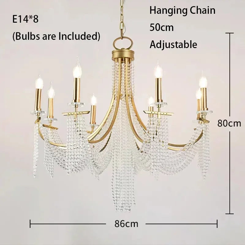 Afralia™ Crystal Candle Chandelier: Elegant Hanging Lamp for Villa, Dining Room, Bedroom, Living Room