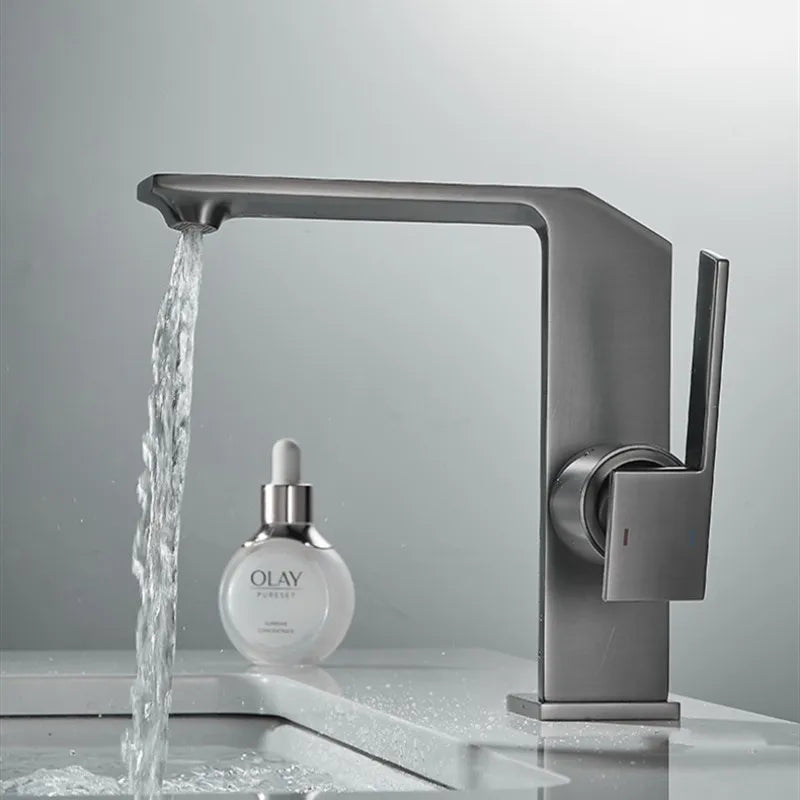 Afralia™ Brush Gold Basin Faucet: Solid Brass Bathroom Mixer Tap, Single Handle Deck Mounted