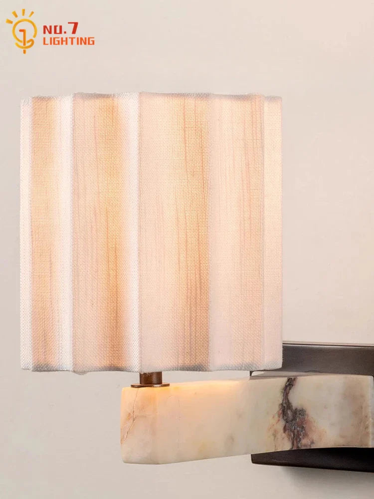 Afralia™ Natural Bulgari Marble LED Wall Lamp: Medieval Retro Design for Home Decor