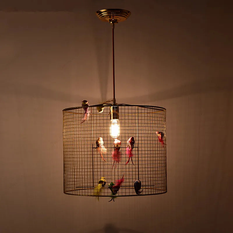 Afralia™ Bird Cage Pendant Lamp: Nordic Loft Home Bedroom Light Gold Decor