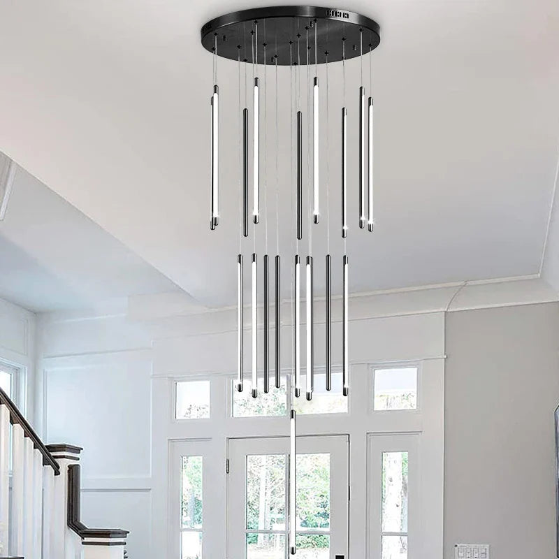 Afralia™ Minimalist Tubular Metal Chandelier for Living Room and Dining Room