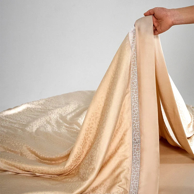 Afralia™ Leopard Jacquard Summer Quilt Bedding Set with Bed Sheet & Pillowcase