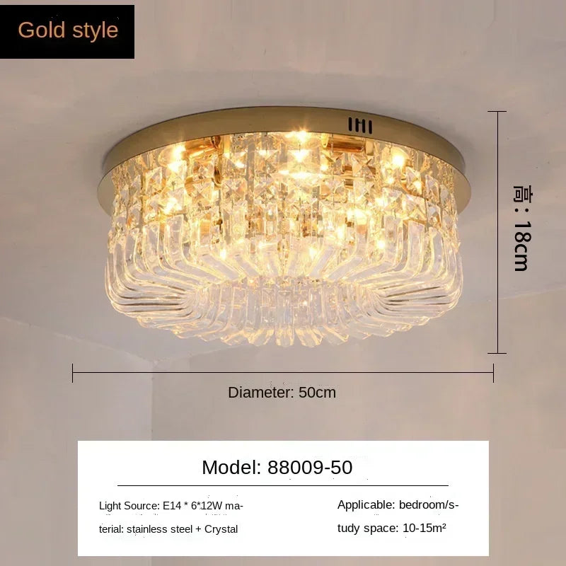 Afralia™ Gold Crystal Ceiling Chandelier - Modern LED Pendant Lighting for Living & Dining Room