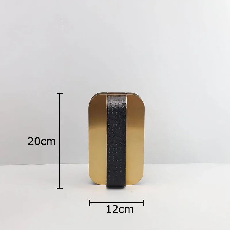 Afralia™ Golden Geometry Vase Artificial Flower Desk Decor - Leather Floral Room Aesthetic