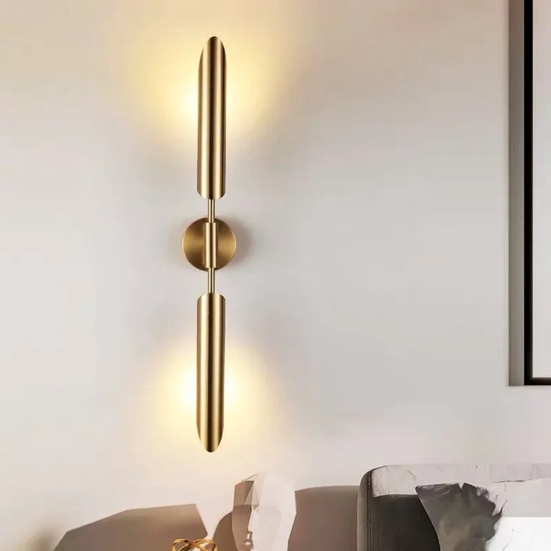 Afralia™ Golden Inclined Tube Wall Lamp for Modern Luxury Decor in Living Room