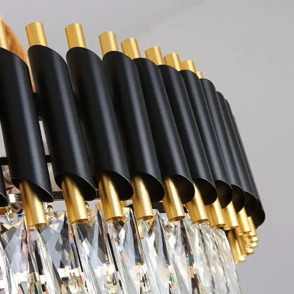 Afralia™ Black Crystal Chandelier: Modern Luxury LED Lighting for Living Room, Bedroom