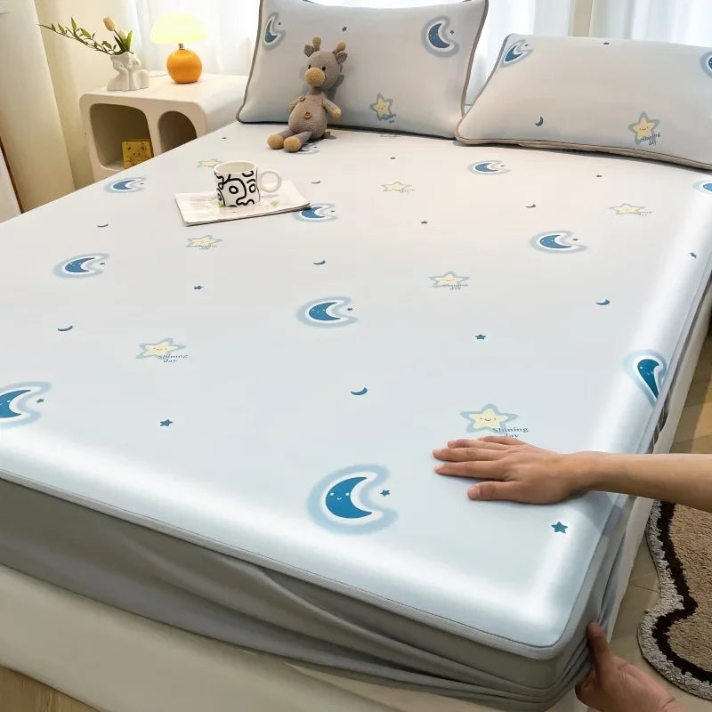 Afralia™ Cooling Ice Silk Mattress - 3Pcs, High Quality, Simple Pattern, Anti-Wrinkles.
