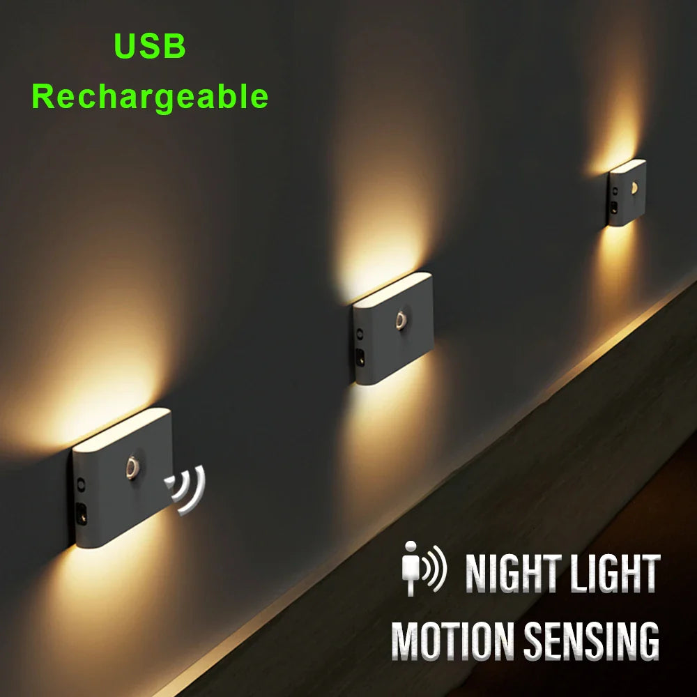 Afralia™ Induction Night Light USB Rechargeable Motion Sensor Wall Lamp