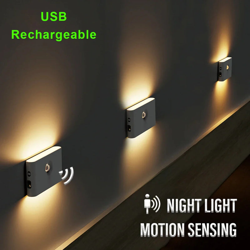 Afralia™ Induction Night Light USB Rechargeable Motion Sensor Wall Lamp