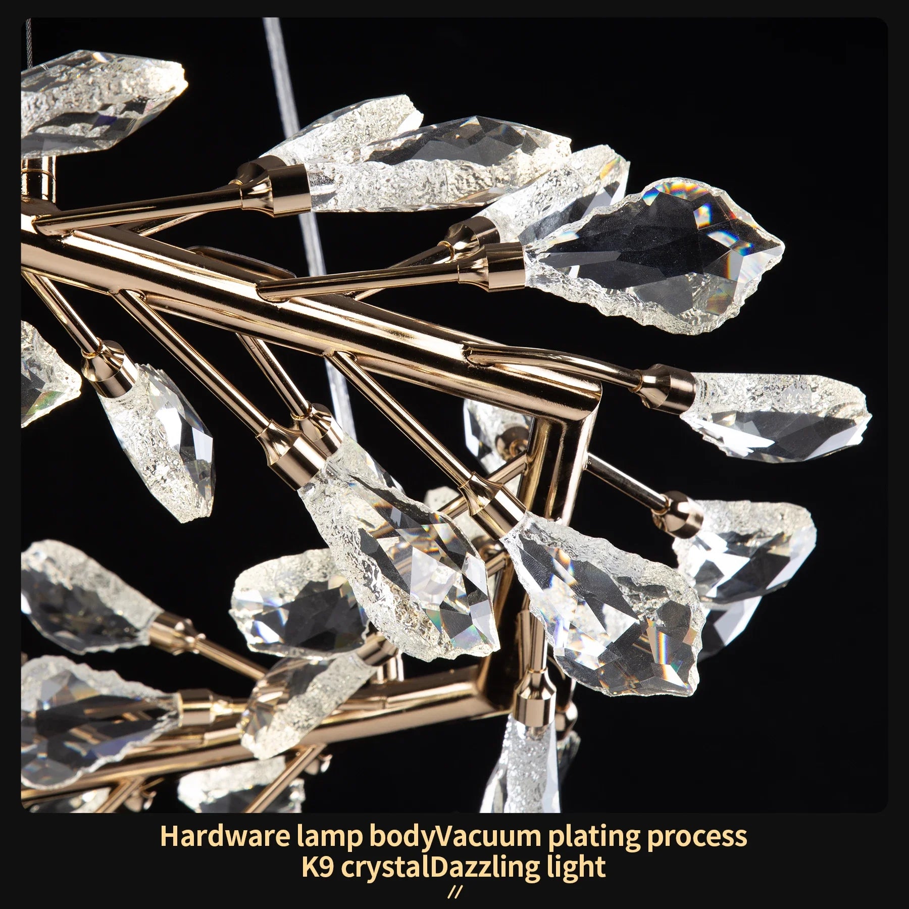 Afralia™ Modern Leaf Crystal Chandelier Ring - Luxury K9 Crystal Pendant Chandelier for Living Room