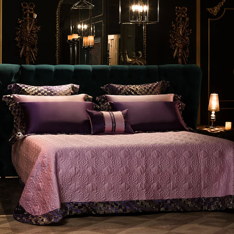 Afralia™ Svetanya 200S Embroidery Egyptian Cotton Bedding Set King Queen Linens
