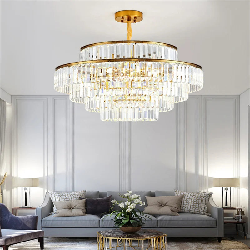 Afralia™ Crystal Luxury Chandelier: Modern 5-Layer LED Ceiling Lamp for Home Indoor Decor