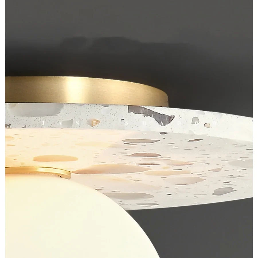 Afralia™ Terrazzo Marble Stone LED Wall Sconce Lamp, Modern Nordic Bedside Light